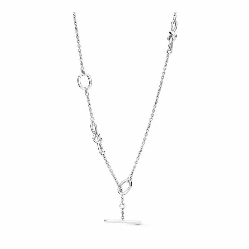 Pandora Knotted Heart T-Bar Necklace Silver Egypt VF1390284